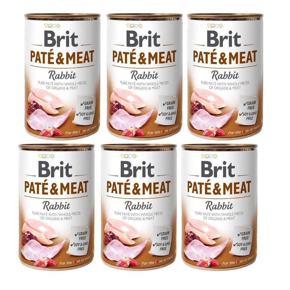 BRIT Pate&Meat rabbit 6 x 400 g nyúlpástétom kutyáknak | FERA.HU