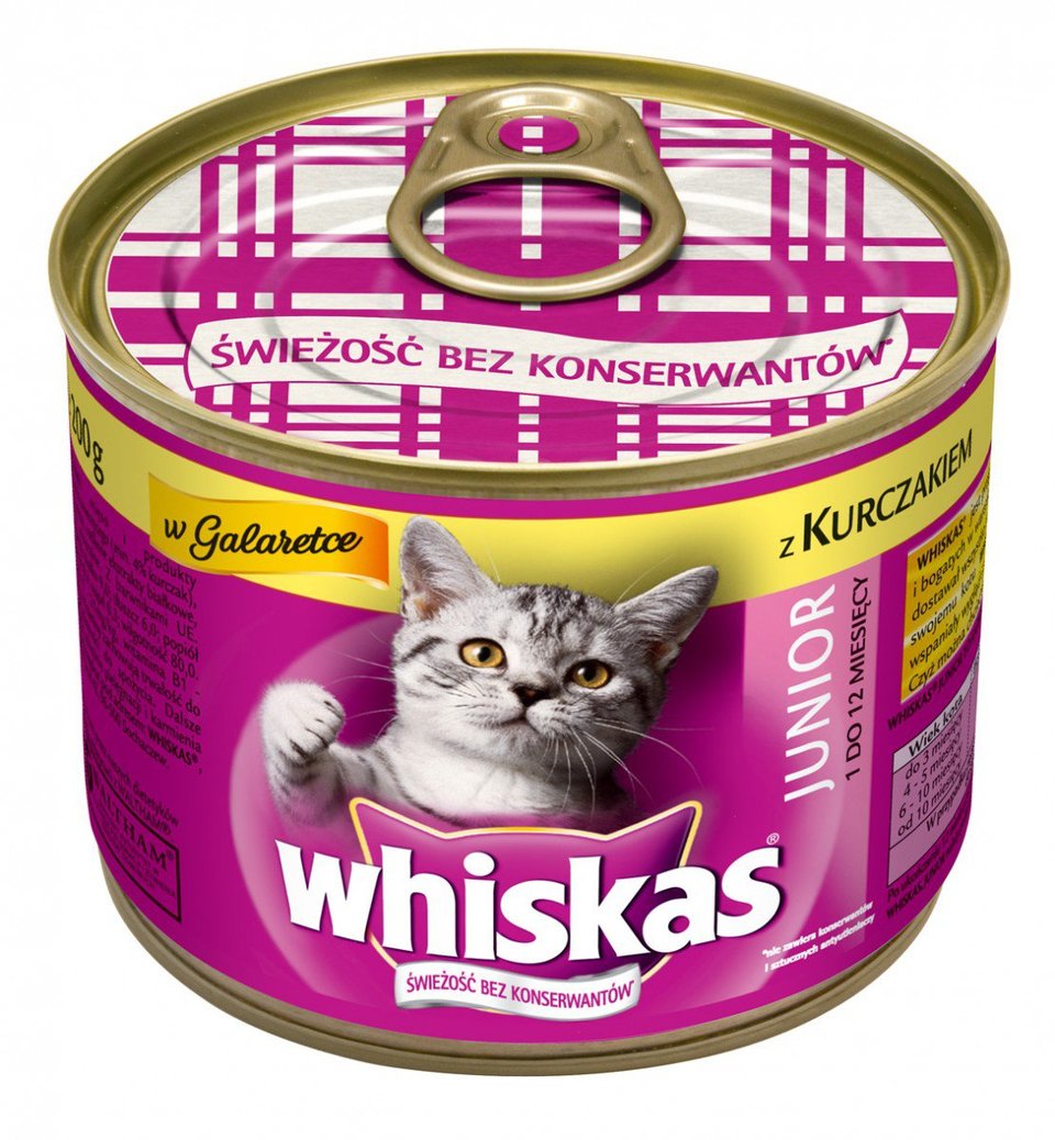 WHISKAS Konzerv junior, csirke 200 g Macska Macskaeledel és