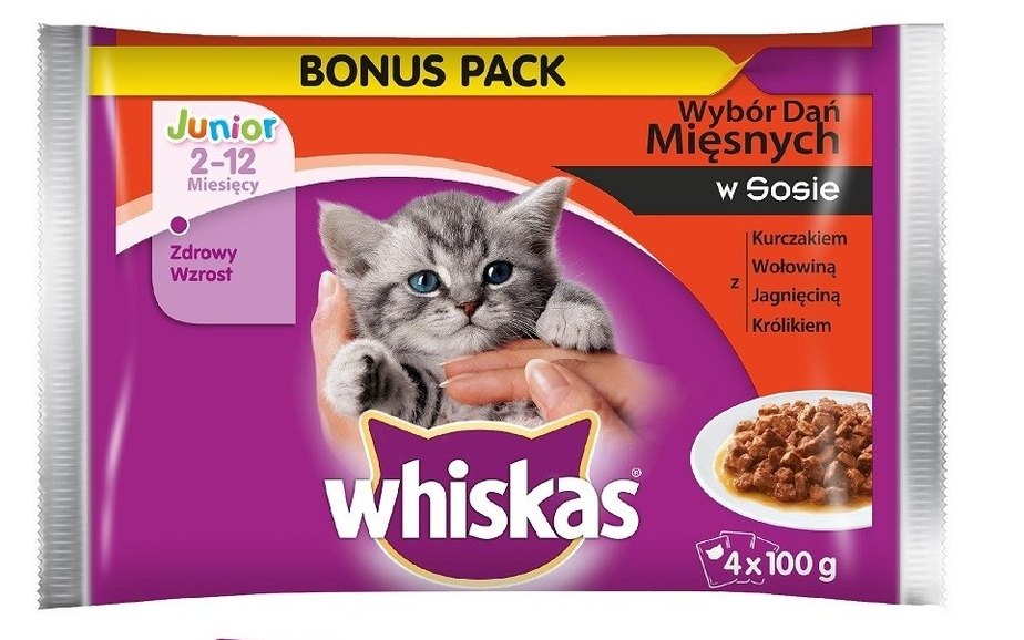 WHISKAS Junior húsos menü szószban 52 x 100g Macska Macskaeledel