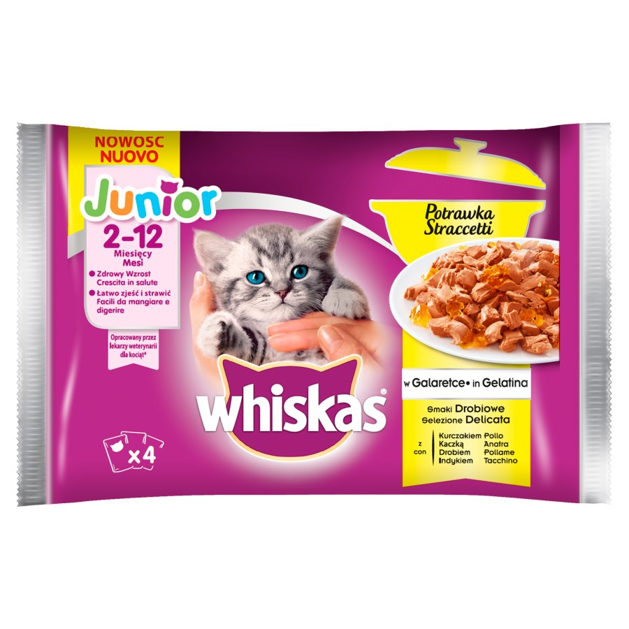 WHISKAS Junior baromfi zselés tasakok 4 x 85 g Macska