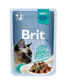 BRIT Premium Fillets in Gravy marhahúsos macska tasak 24 x 85 g