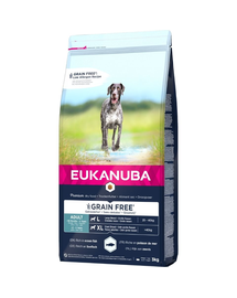 EUKANUBA Grain Free nagytestű felnőtt kutyáknak frissen lazaccal 3 kg