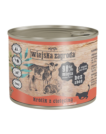 WIEJSKA ZAGRODA Kitten Nyúl és borjúhús 200 g-os konzerv cicáknak