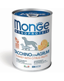 MONGE Dog Fruit Monoprotein Pulyka rizzsel és naranccsal 400 g