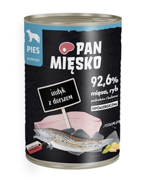 PAN MIĘSKO Pulykahús tőkehallal hipoallergén nedves kutyaeledel 400g