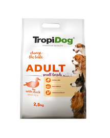 TROPIDOG Premium Adult S Duck&Rice 2,5kg száraz kutyatáp kis fajtáknak Kacsa és rizs