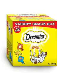 DREAMIES Variety Snack Box Csirke, sajt és lazac ízű macskaeledel 720 g