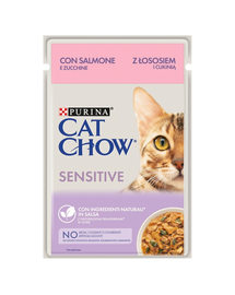 PURINA CAT CHOW Sensitive lazaccal és cukkinivel mártásban 26 x 85 g