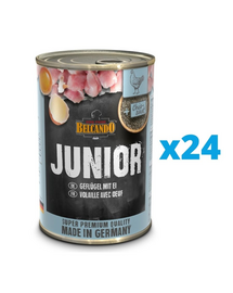 BELCANDO Super Premium Junior Baromfi, tojás 24x400 g nedves kölyökeledel