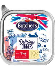 BUTCHER'S Delicious Dinners macskaeledel darabok marhahússal mártásban 100g