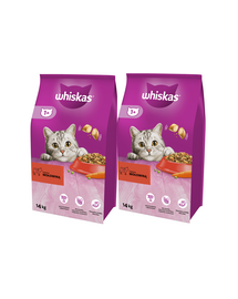 WHISKAS Adult Felnőtt marhahús és répa 2x14kg