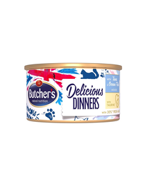 BUTCHER'S Classic Delicious Dinners tonhal és tengeri hal mousse-zal 85 g