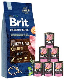 BRIT Premium By Nature Light 15 kg + nedves eledel pulykával 6x400 g