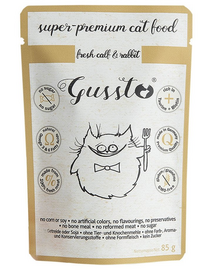 GUSSTO Cat Fresh Calf & Rabbit nedves macskaeledel borjúhús és nyúl 24x85g