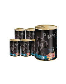 DOLINA NOTECI PIPER konzerv felnőtt kutyáknak bárányhússal, sárgarépával és barna rizzsel 24 x 400g