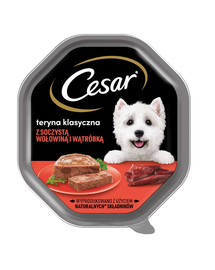 CESAR tálca 14x150 g nedves teljes értékű eledel felnőtt kutyáknak csér szaftos marhahússal és májjal