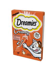 DREAMIES Creamy kiegészítő eledel ízletes csirkével macskáknak 4x10g