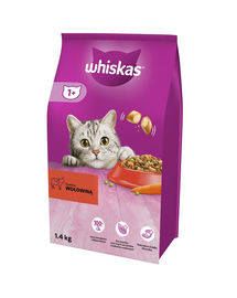 WHISKAS Adult 6x1,4 kg száraz teljes értékű eledel felnőtt macskáknak ízletes marhahússal