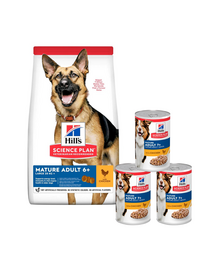 HILL'S Science Plan Canine Mature Adult 6+ Large breed Chicken 18 kg idős, nagytestű kutyáknak való táp + 3 konzerv INGYEN