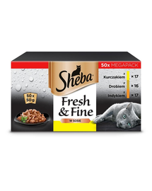 SHEBA Fresh&Fine 50x50 g Csirke-, baromfi- és pulykamártás tasakok