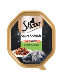 SHEBA Sauce Speciale 85gx22 nyúllal, kacsával és zöldséggel - nedves macskaeledel mártással