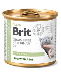 BRIT Veterinary Diet Diabetes Lamb Pea diabetikus nedves eledel macskáknak 12 x 200 g