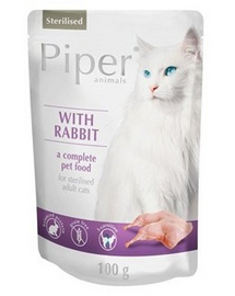 DOLINA NOTECI PIPER Animals nyúltáp macskáknak sterilizálás után 100 g