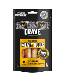 CRAVE Meaty Rolls Csirke 8x50g gabonamentes fehérje jutalomfalat felnőtt kutyáknak