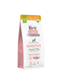 BRIT Care Sustainable Sensitive Insect & Fish felnőtt kutyák számára rovarokkal és halakkal 12+2 kg