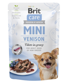 BRIT CARE Mini Adult Pouch Venison 24x85g szarvashússal kistestű fajták esetében