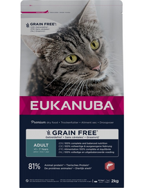 EUKANUBA Grain Free Adult Lazac 2 kg felnőtt macskáknak