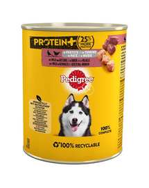 PEDIGREE Adult Protein+ 12x800 g nedves teljes értékű eledel felnőtt kutyáknak vadhússal és baromfihússal habokban