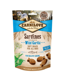 CARNILOVE Semi moist snacks szardíniával és medve fokhagymával 200 g