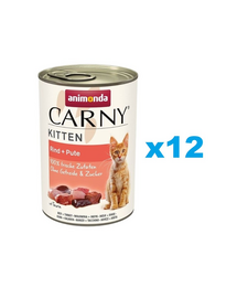 ANIMONDA Carny Kitten Beef&Turkey Marhahús és pulyka cicáknak 12x400 g