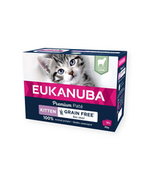 EUKANUBA Grain Free Kitten Cicapástétom Bárány 12 x 85 g