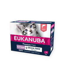 EUKANUBA Grain Free Kitten Cicapástétom Lazac 12 x 85 g