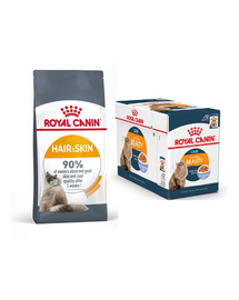 ROYAL CANIN HAIR & SKIN CARE 10 kg száraztáp + zselében 12 x 85 g