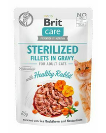 BRIT Care Sterilised Fillets in gravy 24 x 85 g nyúl mártásban ivartalanított macskák számára