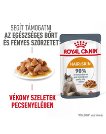 ROYAL CANIN HAIR & SKIN CARE GRAVY - szószos nedves táp felnőtt macskák részére a szebb szőrzetért és az egészséges bőrért 24x85 g