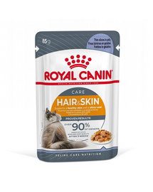 ROYAL CANIN HAIR & SKIN CARE JELLY - szószos nedves táp felnőtt macskák részére a szebb szőrzetért és az egészséges bőrért 85g x 12