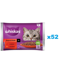 WHISKAS Adult 52x85g Classic Meals nedves eledel felnőtt macskáknak szószban: marhahússal, csirkehússal