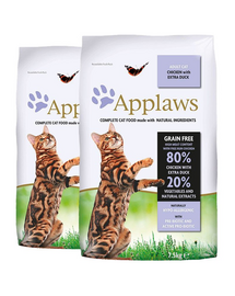 APPLAWS Dry cat Adult Csirke és kacsa 15 kg (2 x 7,5 kg)