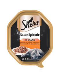 SHEBA Sauce Speciale 85gx22 pulykával és zöldséggel - nedves eledel mártásban