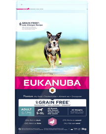 EUKANUBA Grain Free S-XL Adult Kacsa 3 kg felnőtt kutyáknak