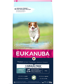 EUKANUBA Grain Free S/M Adult Bárány 12 kg felnőtt kis és közepes méretű kutyáknak