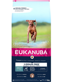 EUKANUBA Grain Free S-XL Adult Szarvashús 12 kg felnőtt kutyáknak