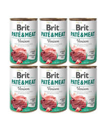 BRIT Pate&Meat venison 6 x 400 g pástétom szarvashússal kutyáknak