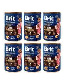 BRIT Premium by Nature Lamb and buckwheatn 6x400 g bárány és hajdina természetes kutyaeledel
