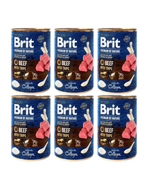 BRIT Premium by Nature Beef and tripes 6 x 400 g marhahús és belsőségek természetes kutyaeledel