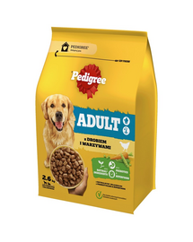PEDIGREE Adult 2,6 kg baromfival és zöldségekkel teljes értékű szárazeledel nagy és közepes méretű kutyáknak